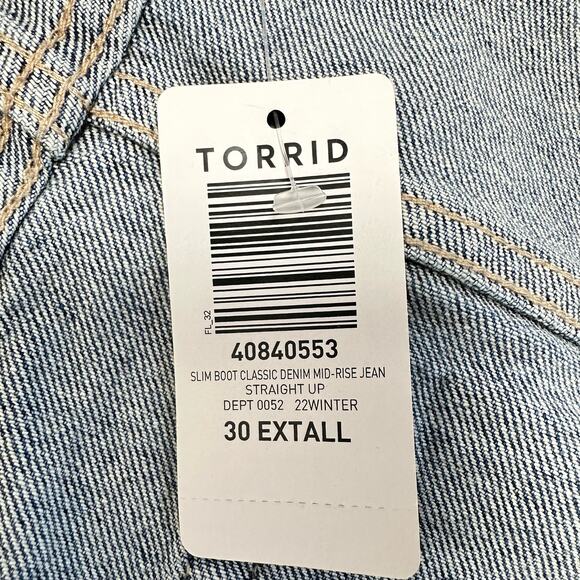 NWT Torrid Perfect Slim Boot Classic Denim Mid-Rise Jean 30XT - Picture 9 of 16